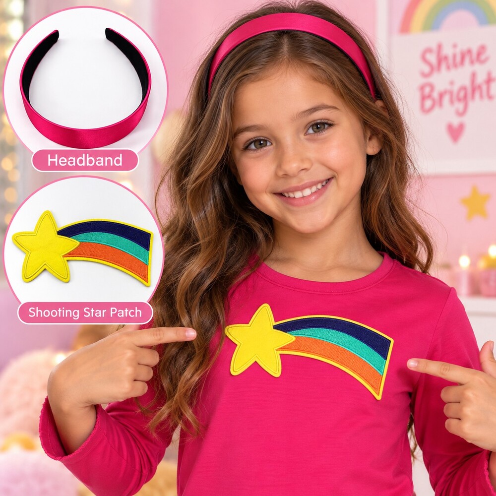 Shooting Star Rainbow Patch Pink Headband Halloween Cosplay Costume Accessory